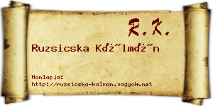Ruzsicska Kálmán névjegykártya