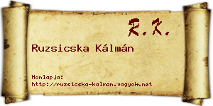 Ruzsicska Kálmán névjegykártya